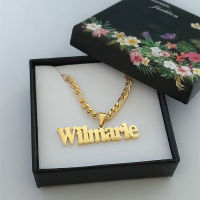 HotPersonalizado ชื่อสร้อยคอเครื่องประดับสแตนเลสผู้หญิง Custom Letter Romantico จี้ Figaro Chain สร้อยคอ