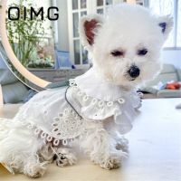 OIMG Bow Hollow Skirt For Small Medium Dogs Clothes Teddy Bichon Pomeranian Beautiful Pet Princess Dress Summer Puppy Clothing Dresses