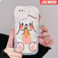 เคส JIUMOO สำหรับ OPPO เคส C1 A3s A12E 2018 Realme ลายการ์ตูนน่ารักยิ้มโชคดีเนื้อครีมกระต่ายขอบคลื่นกันกระแทกแบบใสนิ่มเคสมือถือโปร่งใสลายกล้องถ่ายรูปที่สร้างสรรค์ซิลิกาเจลฝาครอบป้องกัน