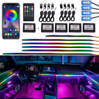 Kalada 22 in 1 213 สีรุ้งซิมโฟนีรถชุดไฟโดยรอบพร้อมรีโมทคอนโทรล RGB LED Strip Light อะคริลิคภายในรถบรรยากาศแสง APP รีโมทคอนโทรล