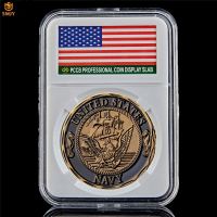 US Military Souvenir Coin USA Navy Shellback Crossing Bronze Challenge Token Coin Collection W/PCCB Luxury Box