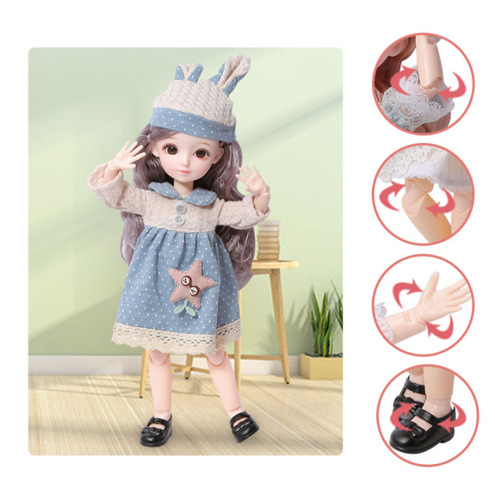 12-inch-31cm-bjd-doll-23-movable-joints-16-makeup-dress-up-3d-eyes-long-wig-for-babys-girls-toys-fashion-birthday-gifts-new
