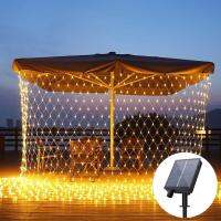 4mx6M Solar Power LED String Christmas Net Lights Outdoor Fairy Garden Decor Wedding Party Decoration Curtain Lights Street 2023