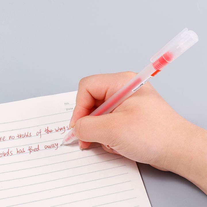6ชิ้น0-5มิลลิเมตรปากกาหมึกเจลสีฟ้าสีดำสีแดงหมึกแห้งเร็วเครื่องเขียนของนักเรียน