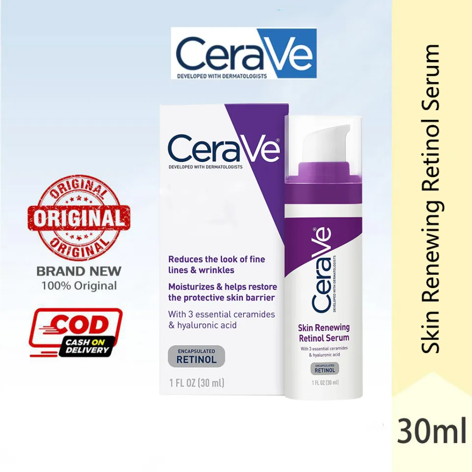 CeraVe Skin Renwing Retinol Serum Anti-aging Essence Smoothing Fine Lines  and Wrinkles Hyaluronic Acid Repair Skin Barrier 30ml