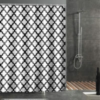 Black White Geometric Shower Curtains Waterproof Fabric Bath Curtains For Bathroom Bathtub Large Wide Bathing Cover 12 Hooks