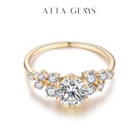 Attagems New 10K 14K Yellow Gold Moissanite Rings for Men Women Handmade Round Rings Engagement Bride Wedding Gift Fine Jewelry