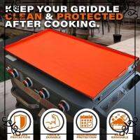 UPDACY 35.24 x 21.26 inches Silicone Griddle Mat Heavy Duty with Handle Grill Mat with Handle Washable Orange Protective Cover for All Season Cooking