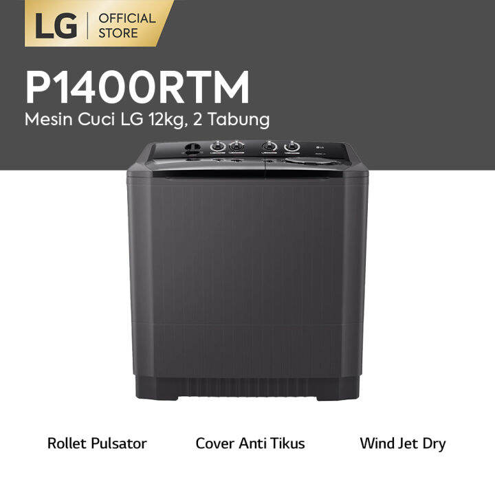 LG Mesin Cuci 2 Tabung 14 Kg - LG P1400RTM - Hitam | Lazada Indonesia