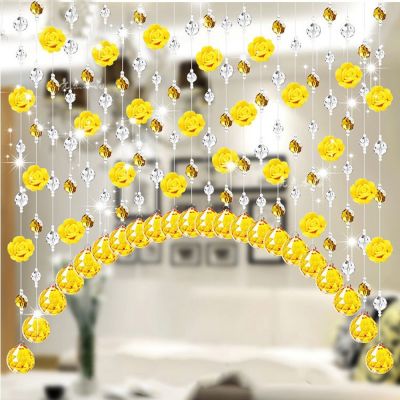 Home Decoration Crystal Glass Rose Bead Curtain (One Meter With Pendant)