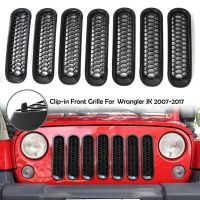 Top!-Front Grill Mesh Inserts Kit,for Jeep Wrangler JK 2007-2017 Honeycomb Clip-in Grille Guard Mesh Grille Decoration