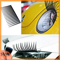 ? SUW 1คู่ Chic Black Car Lashes ไฟหน้าขนตาอุปกรณ์เสริมสติกเกอร์สำหรับรถยนต์