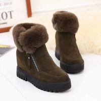 【CW】 Platform Women Boots Ankle Snow Boots Increased Internal Wedges Winter Autumn 2021 Fashion Turned over Faux Suede High Quality