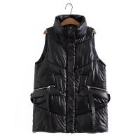 【มีไซส์ใหญ่】Plus Size XL-4XL Womens Thick Winter Vests Solid Color Zip Up Fashion Female Outerwear