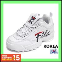 CODaith62sfe [FILA Korea ✈ DISRUPTOR SCRIPT 121/white] Men Women Chunky Ugly Sneakers