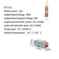 ขั้วต่อสายไฟเร็วขนาดเล็ก20-100ชิ้น Pct-222เร็วง่ายตัวแยกสายแบบกดไฟ Led ขั้วต่อแบบสากล