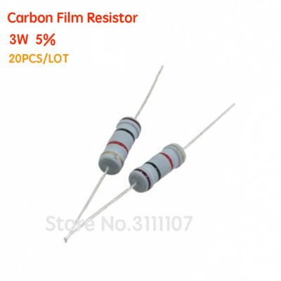20PCS/LOT Carbon Film Resistor 3W 5 1R 1M 2.2R 4.7R 10R 33R 36R 47R 1K 4.7K 4K7 100K 1M 10 22 33 47ohm oxide film resistance