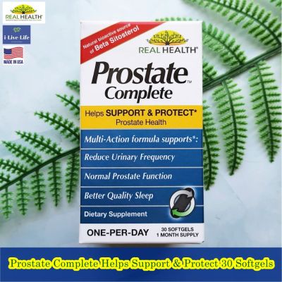 อาหารเสริม สำหรับผู้ชาย ต่อมลูกหมาก Prostate Complete Helps Support &amp; Protect 30 Softgels - Real Health