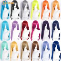 MEIFAN Synthetic Color Long Cosplay Wigs 60cm Lolita Wig Green Pink Blonde Purple Straight Wig Halloween Party Hairstyle