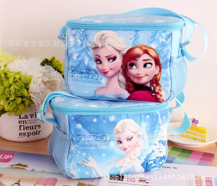 Disney Frozen Lunch Box Portable Cartoon Insulated Double Layer Lunch Bag  for Women Kid Thermal Food