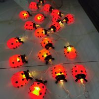 Battery Powered Ladybugs Led String Fairy Light Outdoor Garden Fence Patio Christmas Garland night Lights Holiday Decorative Fairy Lights