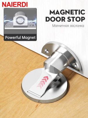 NAIERDI Zinc Alloy Magnetic Door Stopper No Drilling Adjustable Hidden Door Holder Heavy Duty Magnet Door Stop Door Hardware Door Hardware Locks
