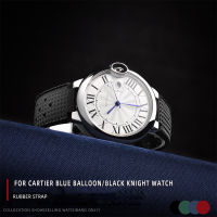 สายนาฬิกายางนุ่มปากนูนสำหรับ Cartier Ballon Bleu สายรัดข้อมือชายหญิง20*11มม. 20*12มม. 22*14สร้อยข้อมือระบายอากาศ