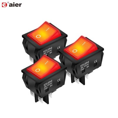 3PCS 30A 250V Heavy Duty KCD4 Rocker Switch ON Off DPST 4 Pin With Red Lighted 220V Toggle Switch Electrical Equipment T125 Wall Stickers Decals