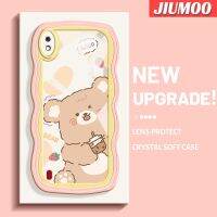 JIUMOO เคส A71 A01 A10ปลอกสำหรับ Samsung ลายการ์ตูนหมีดีไซน์ใหม่คอลอร์ขอบคลื่นเคสมือถือกันกระแทกแบบใสนิ่มเคสโปร่งใสลายกล้องถ่ายรูปซิลิกาเจลปกป้อง