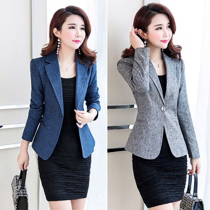 Plus Size S-3XL Women Blazer Jacket Slim Fashion Formal Office Suit ...