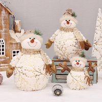 60/50/26cm Big Size Christmas Dolls Decoration Short Plush Printe Santa Claus Snowman Doll for Christmas Tree Ornaments Figurine