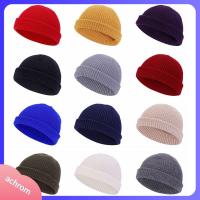 ACHROM สีทึบ หมวกบีนนี่สไตล์น้ำเงิน ข้อมือไม่มีขอบ หมวกบีนนี่ หมวกถักนิตติ้ง unisex Skullcap หมวกกะลาสี