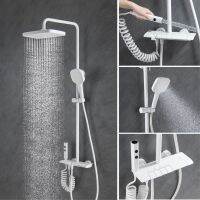 【LZ】☸๑  Boonion branco Cobre luxo Multifuncional grande chuveiro conjunto Combinação Cool tropical airbrush rinse faucet cromo arma cinza