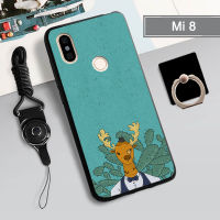 เคสสำหรับ Xiaomi อ่อน Mi 8เคสโทรศัพท์คลุมทั้งหมด2022ใหม่รูปแบบการป้องกันการตกป้องกันรอยขีดข่วนฝามีที่ถือวงแหวนและเชือก