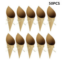 Wedding Decoration 50pcs Creative Vintage Kraft Paper Cylinder Confetti Cones Wedding Bachelorette Party Decor Bridal Shower-S