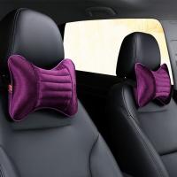 2 Packs Car Travel Pillow Headrest Pillow Neck Cushion Head Rest Auto Pillows Short Plush Warm Car Seat  Pink Car Accessories Seat Cushions