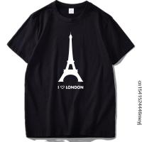 I Love London T Shirt Eiffel Tower Funny Design Fashion Tshirt Homme Cotton Soft Hipster Camiseta Us Size