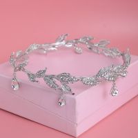 Luxury Crystal Crown Bridal Hair Accessories Wedding Rhinestone Waterdrop Leaf Tiara Crown Headband Frontlet Brides Hair Jewelry