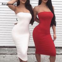 【YF】 Bangniweigou Sexy Off Shoulder Tube Dress Summer Women Black White Basic Bodycon Sundress Strapless Stretchy Bandage Robe Femme