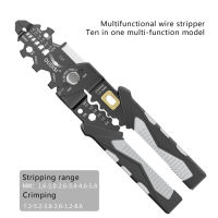 คีมปอกสายไฟแบบ10 In 1คีมคีมอเนกประสงค์การถอดสายไฟอัตโนมัติเครื่องมือปอกเส้นลวดเครื่องปอกสายไฟอัตโนมัติคุณสมบัติหลากหลายสำหรับการตัด