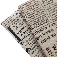 Newspaper Printed Cotton Linen Patchwork Fabric Woven Resistant Cotton Linen Sewing Material DIY Handmade Quilting Cloth Fabric