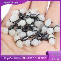 SPORTS XU 40Pcs ทองเหลืองเบิ้ล เหยื่อตกปลาน้ำเต้าเรืองแสง สีขาวขาว เหล็กอัลลอยด์ ตะขอเกี่ยวลูกปัดเรืองแสง แบบพกพาได้ น้ำเต้าน้ำเต้า ขั้วต่อหมุน ทะเลแท็กเกิล