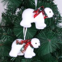 Mini Cute Plush White Bear Christmas Tree Pendant Ornament Christmas Decoration For Home Decoration Navidad New Year 2021 Natal