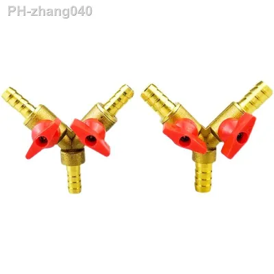 8mm 10mm Hose Barb Y Type Three 3 Way Brass Shut Off Ball Valve Pipe Fitting Connector Adapter for Fuel Gas Water Oil Air