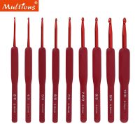 ▧✌✙ 2.0-6.0mm Red Aluminum Crochet Hooks Silicone Handle Crochet Kit Ergonomic Crochet Hooks Set for Crocheting Yarn Craft Projects