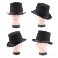 COD tjjs079 Cozy Black Top Hat Steampunk Magician Costume Props for Rave Party Adult Kids Show