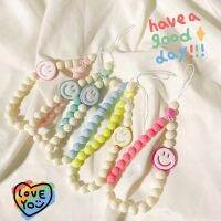 สีสันเรซิ่น Smile Heart ลูกปัดอะคริลิคโทรศัพท์สำหรับผู้หญิง Charm Anti-Lost Lanyard โทรศัพท์มือถือแขวน Cord