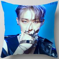 45x45CM popular Korean fashion mens team ATEEZ single sided printed polyester pillowcase Pillowcase）。