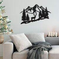 บทคัดย่อ Silhouette Deer ป้ายโลหะแขวน Wall Art Plaque Black Cutout Rustic สัตว์ล่าสัตว์ Farmhouse Man Cave ตกแต่ง New