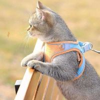 [HOT EXQQUZIOWGWD 116] Cat Harness And Leash Set Fashion Reflective Vest Pet Harnesses Outdoor Walking Small Cats Dogs Printed Harness Cat Collar Leash